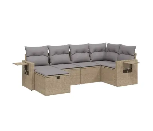 6-Daļīgs Dārza Dīvāna Komplekts, Matrači, Bēša Pe Rotangpalma Vidaxl