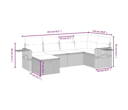 6-Daļīgs Dārza Dīvāna Komplekts, Matrači, Bēša Pe Rotangpalma Vidaxl