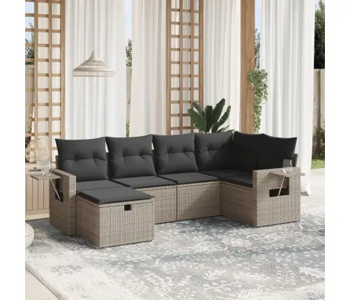 Sofos Komplektas Su Pagalvėlėmis, 6 Dalių, Pilkas, Poliratanas