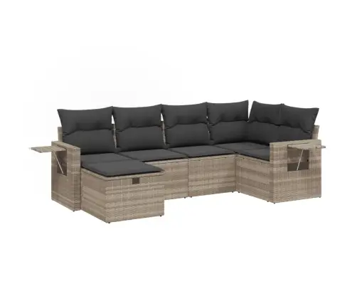 6-Daļīgs Dārza Dīvānu Komplekts,Matrači, Gaiši Pelēka Pe Pinums Vidaxl