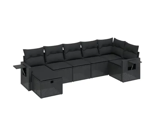 7-Daļīgs Dārza Dīvāna Komplekts Ar Matračiem, Melna Pe Vidaxl