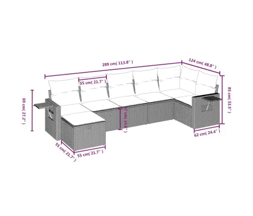 7-Daļīgs Dārza Dīvāna Komplekts Ar Matračiem, Melna Pe Vidaxl