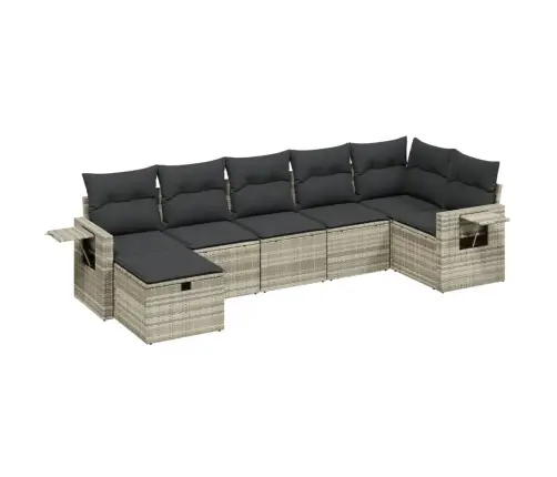 Sofos Komplektas Su Pagalvėlėmis, 7 Dalių, Pilkas, Poliratanas