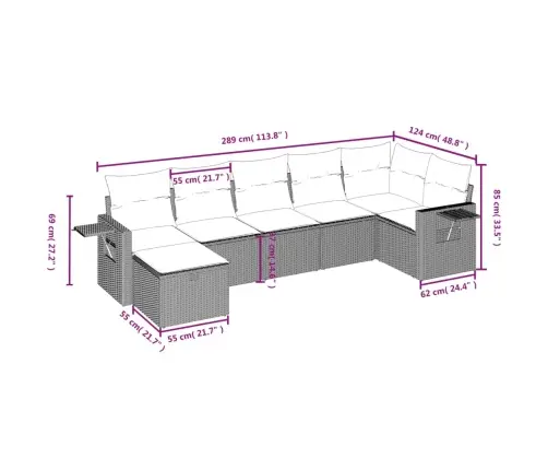Sofos Komplektas Su Pagalvėlėmis, 7 Dalių, Pilkas, Poliratanas