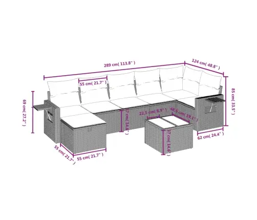 8-Osaline Aiadiivani Komplekt Patjadega, Must, Polürotang