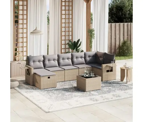 8-Osaline Aiadiivani Komplekt Patjadega, Beež, Polürotang