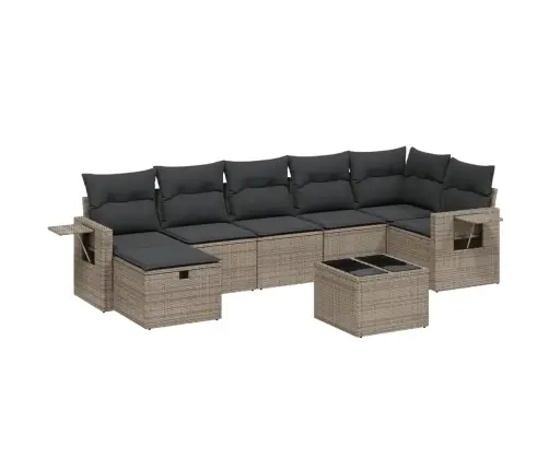 8-Daļīgs Dārza Dīvāna Komplekts Ar Matračiem, Pelēks Pe Pinums Vidaxl