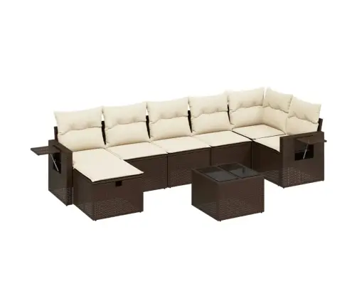 Sodo Komplektas Su Pagalvėlėmis, 8 Dalių, Rudas, Poliratanas