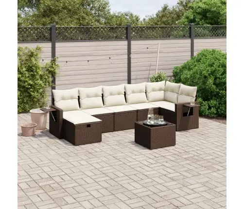 Sodo Komplektas Su Pagalvėlėmis, 8 Dalių, Rudas, Poliratanas