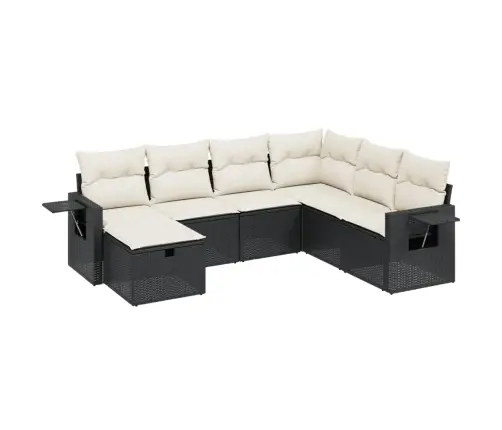 7-Daļīgs Dārza Dīvāna Komplekts Ar Matračiem, Melna Pe Vidaxl