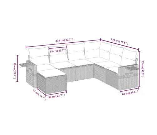 7-Daļīgs Dārza Dīvāna Komplekts, Matrači, Bēša Pe Rotangpalma Vidaxl