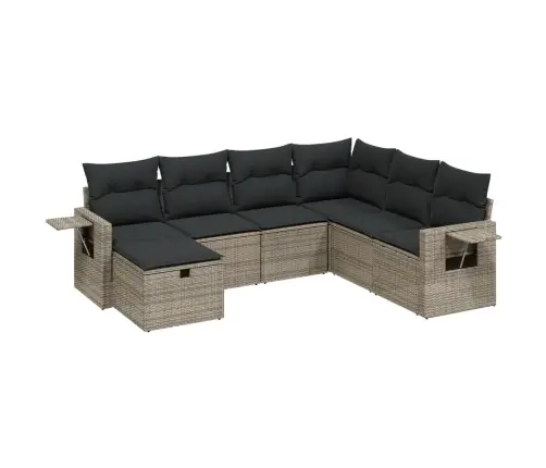 Sofos Komplektas Su Pagalvėlėmis, 7 Dalių, Pilkas, Poliratanas