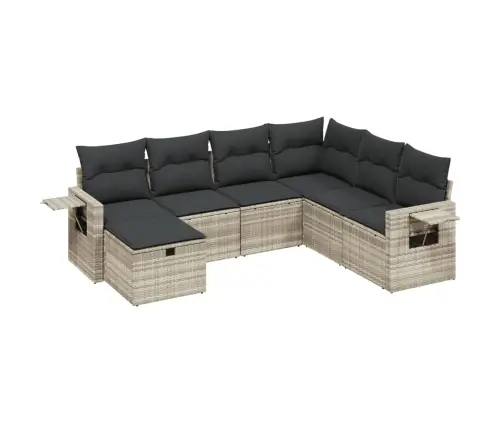 7-Osaline Aiamööblikomplekt Patjadega, Helehall, Polürotang