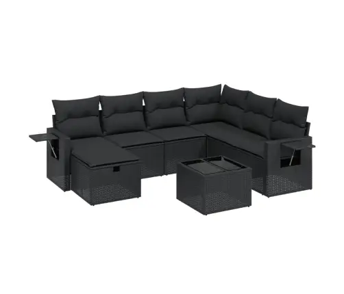 8-Daļīgs Dārza Dīvāna Komplekts, Matrači, Melna Pe Rotangpalma Vidaxl