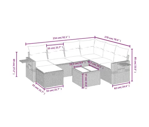 8-Osaline Aiadiivani Komplekt Patjadega, Must, Polürotang