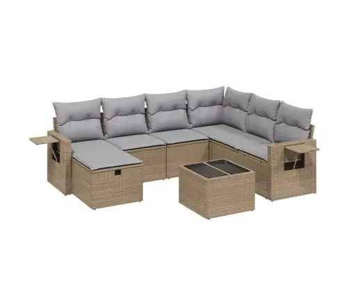 Sofos Komplektas Su Pagalvėlėmis, 8 Dalių, Smėlio, Poliratanas