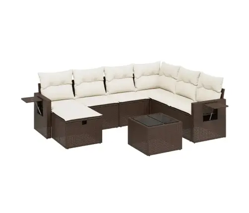 Sodo Komplektas Su Pagalvėlėmis, 8 Dalių, Rudas, Poliratanas