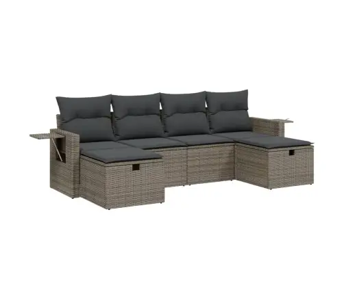 Sofos Komplektas Su Pagalvėlėmis, 6 Dalių, Pilkas, Poliratanas