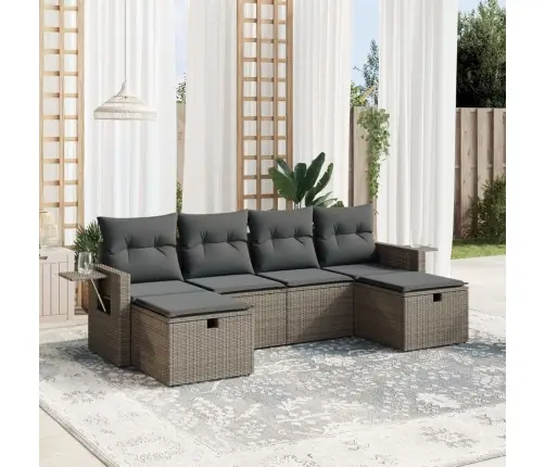 Sofos Komplektas Su Pagalvėlėmis, 6 Dalių, Pilkas, Poliratanas