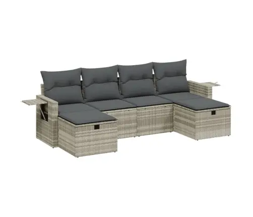 6-Daļīgs Dārza Dīvānu Komplekts,Matrači, Gaiši Pelēka Pe Pinums Vidaxl