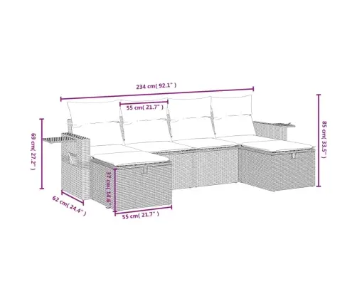 6-Daļīgs Dārza Dīvānu Komplekts,Matrači, Gaiši Pelēka Pe Pinums Vidaxl