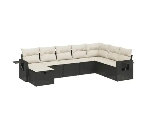 Sofos Komplektas Su Pagalvėlėmis, 8 Dalių, Juodas, Poliratanas