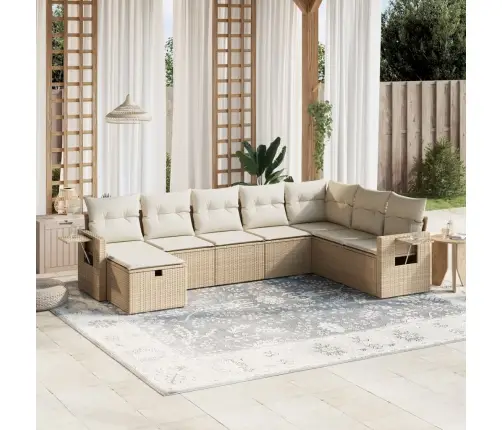 8-Osaline Aiadiivani Komplekt Patjadega, Beež, Polürotang