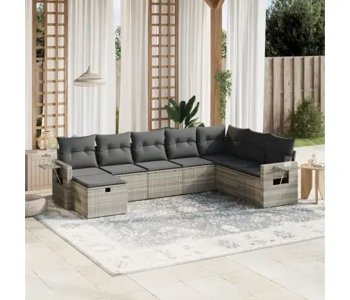 8-Daļīgs Dārza Dīvāna Komplekts,Matrači, Gaiši Pelēka Pe Pinums Vidaxl 8-Daļīgs Dārza Dīvāna Komplekts,Matrači, Gaiši Pelēka Pe Pinums Vidaxl