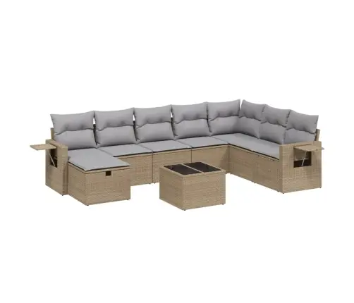 Sofos Komplektas Su Pagalvėlėmis, 9 Dalių, Smėlio, Poliratanas