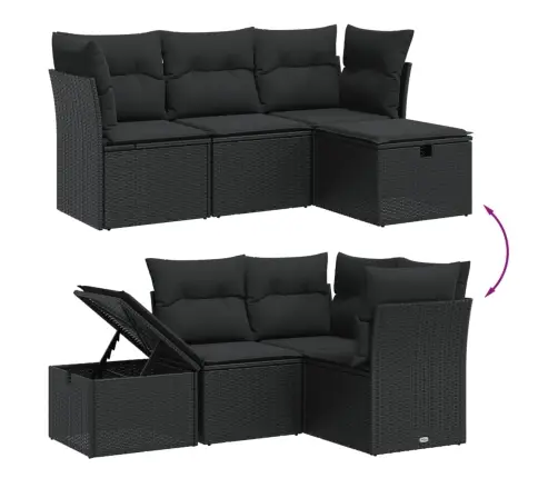 4-Daļīgs Dārza Dīvāna Komplekts Ar Matračiem, Pe Rotangpalma Vidaxl