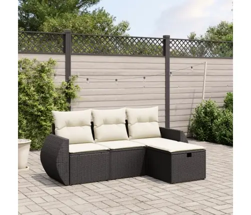 Sodo Komplektas Su Pagalvėlėmis, 4 Dalių, Juodas, Poliratanas