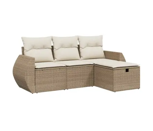 Sofos Komplektas Su Pagalvėlėmis, 4 Dalių, Smėlio, Poliratanas