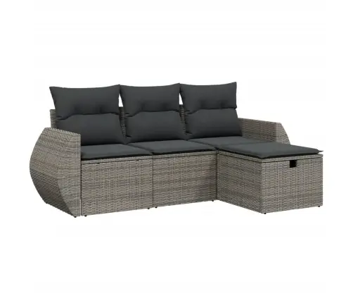 Sodo Komplektas Su Pagalvėlėmis, 4 Dalių, Pilkas, Poliratanas