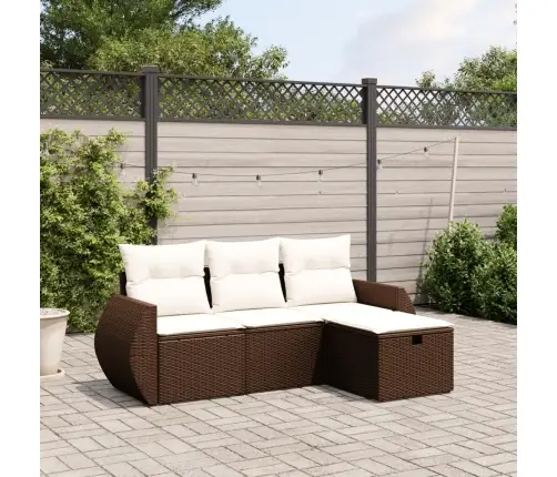 4-Osaline Aiamööblikomplekt Patjadega, Pruun, Polürotang