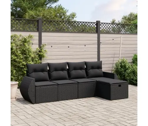 Sodo Komplektas Su Pagalvėlėmis, 5 Dalių, Juodas, Poliratanas