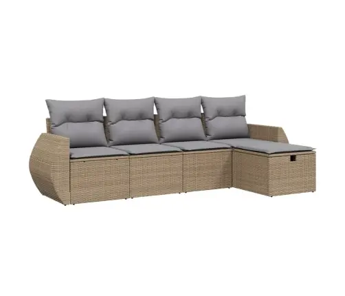 5-Daļīgs Dārza Dīvāna Komplekts, Matrači, Bēša Pe Rotangpalma Vidaxl