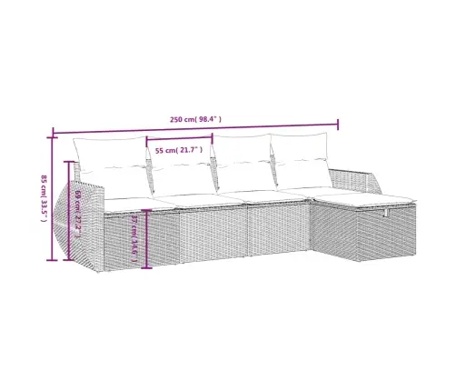 5-Daļīgs Dārza Dīvāna Komplekts Ar Matračiem, Pelēks Pe Pinums Vidaxl