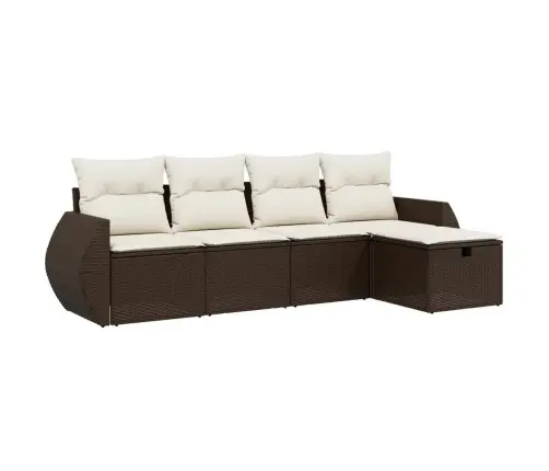 5-Daļīgs Dārza Dīvānu Komplekts, Matrači, Brūna Pe Rotangpalma Vidaxl