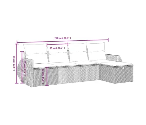 5-Daļīgs Dārza Dīvānu Komplekts, Matrači, Brūna Pe Rotangpalma Vidaxl