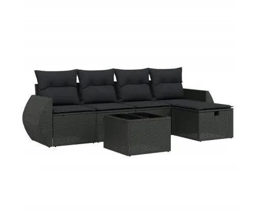 6-Daļīgs Dārza Dīvāna Komplekts, Matrači, Melna Pe Rotanpalma Vidaxl