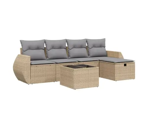 6-Daļīgs Dārza Dīvāna Komplekts, Matrači, Bēša Pe Rotangpalma Vidaxl