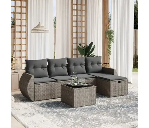 6-Daļīgs Dārza Dīvāna Komplekts Ar Matračiem, Pelēks Pe Pinums Vidaxl