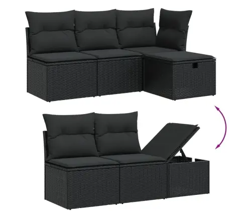 6-Osaline Aiadiivani Komplekt Patjadega, Must, Polürotang