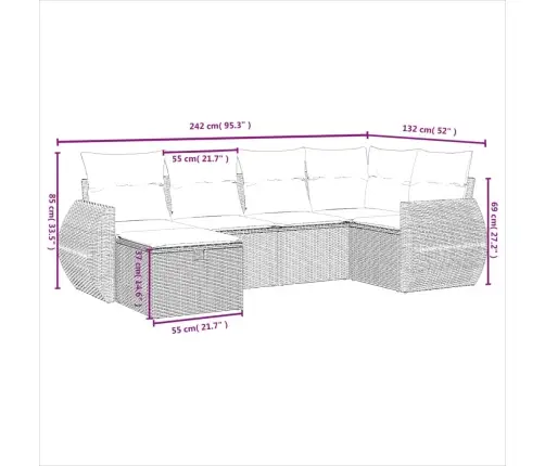 6-Daļīgs Dārza Dīvāna Komplekts, Matrači, Melna Pe Rotanpalma Vidaxl
