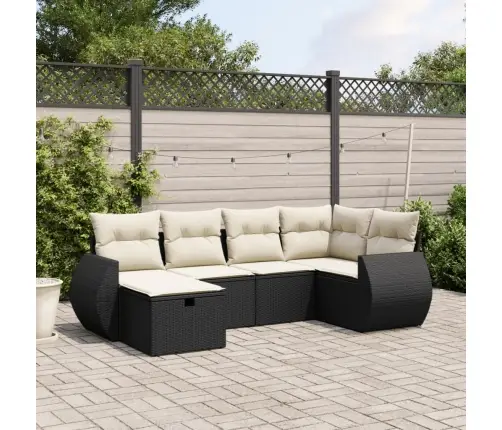 6-Daļīgs Dārza Dīvāna Komplekts, Matrači, Melna Pe Rotanpalma Vidaxl