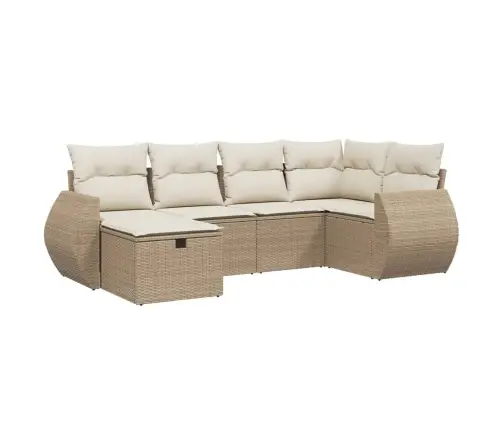 6-Daļīgs Dārza Dīvāna Komplekts, Matrači, Bēša Pe Rotangpalma Vidaxl