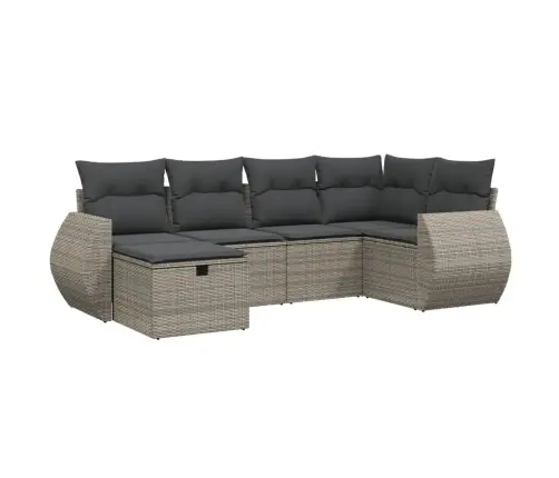 6-Daļīgs Dārza Dīvāna Komplekts Ar Matračiem, Pelēks Pe Pinums Vidaxl