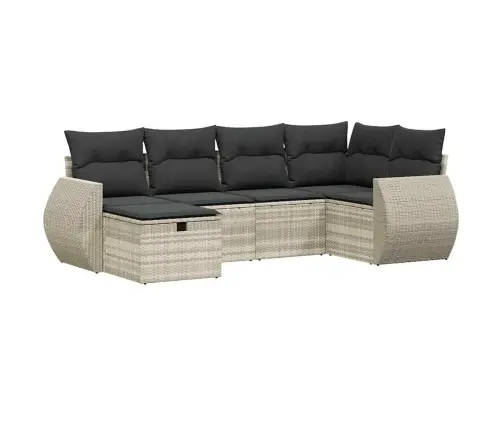 6-Daļīgs Dārza Dīvānu Komplekts,Matrači, Gaiši Pelēka Pe Pinums Vidaxl