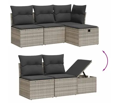 6-Daļīgs Dārza Dīvānu Komplekts,Matrači, Gaiši Pelēka Pe Pinums Vidaxl