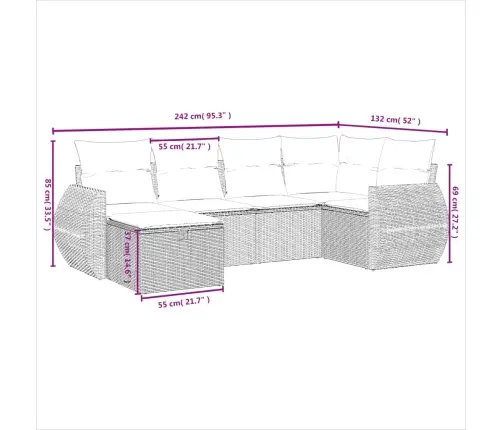 6-Daļīgs Dārza Dīvānu Komplekts, Matrači, Brūna Pe Rotangpalma Vidaxl